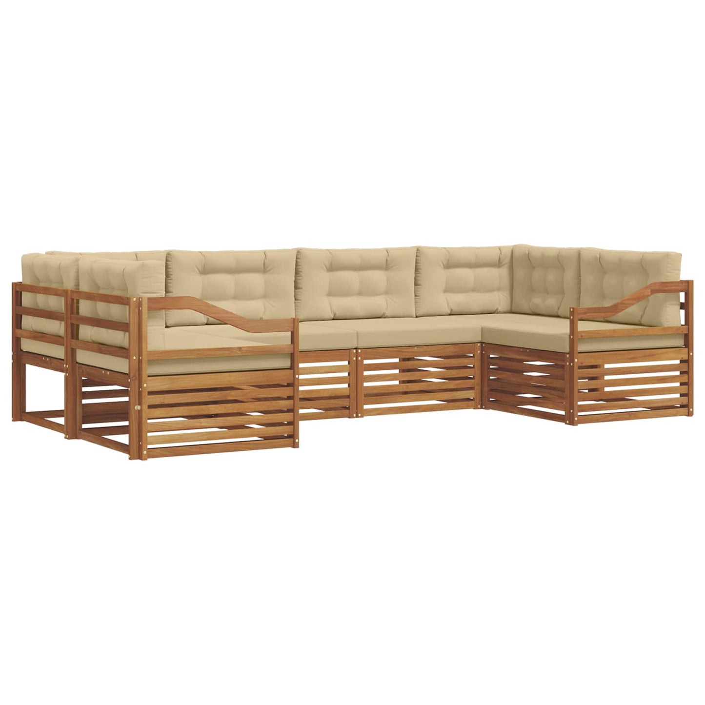 vidaXL Σειρά Καναπέ Εξωτερικού με μαξιλάρι 6 pcs Φυσικό και Μπεζ