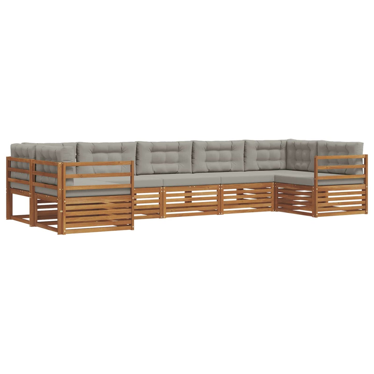 vidaXL Σειρά Καναπέ Εξωτερικού 7 pcs Φυσικό και Ανοιχτό Γκρι