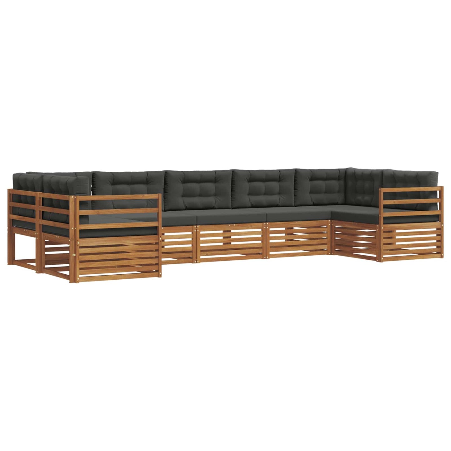 vidaXL Σειρά Καναπέ Εξωτερικού με μαξιλάρι 7 pcs Φυσικό και Ανθρακί