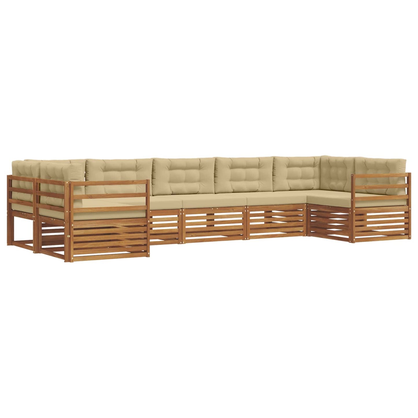 vidaXL Σειρά Καναπέ Εξωτερικού με μαξιλάρι 7 pcs Φυσικό και Μπεζ