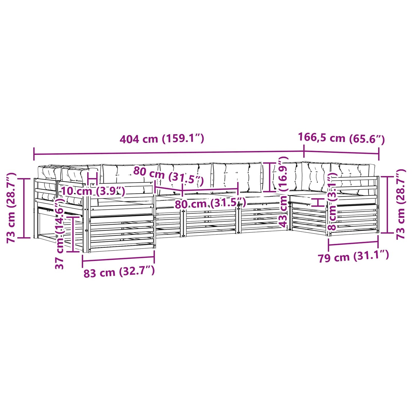 vidaXL Σειρά Καναπέ Εξωτερικού με μαξιλάρι 7 pcs Φυσικό και Μπεζ