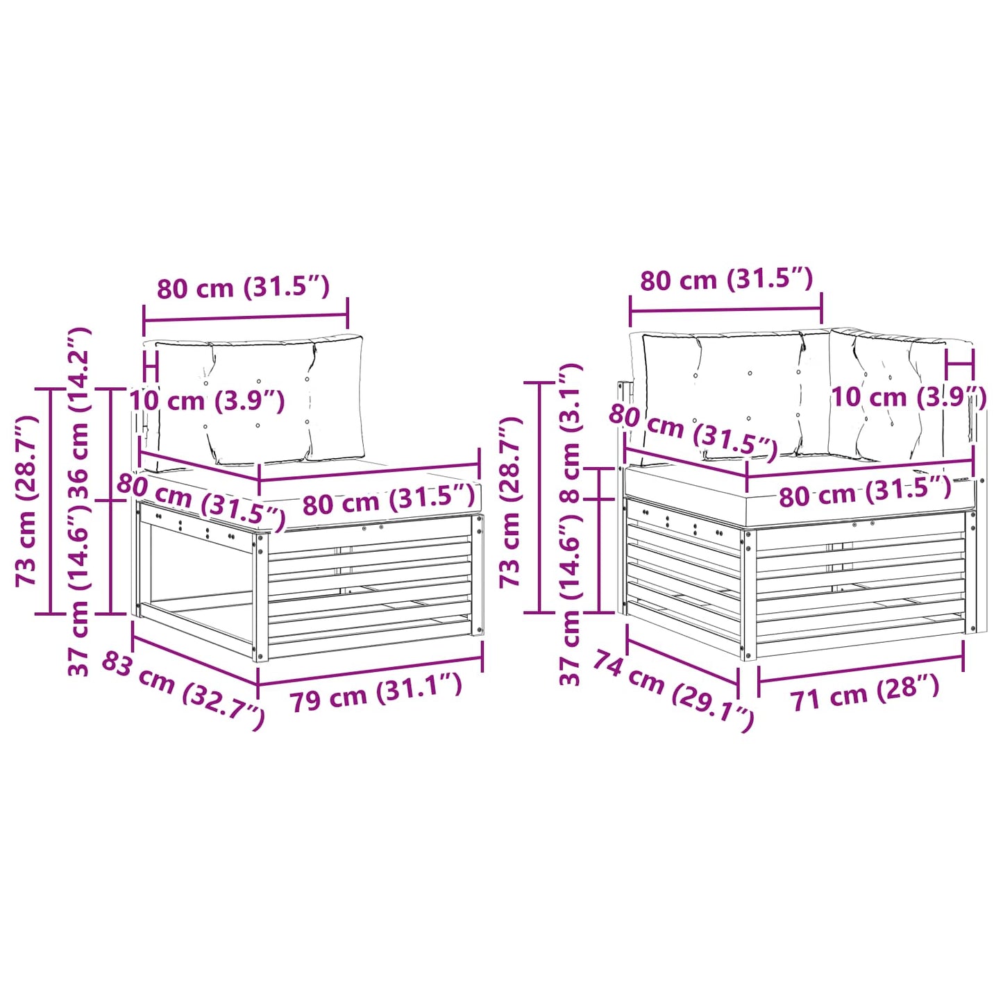 vidaXL Σειρά Καναπέ Εξωτερικού με μαξιλάρι 7 pcs Φυσικό και Μπεζ