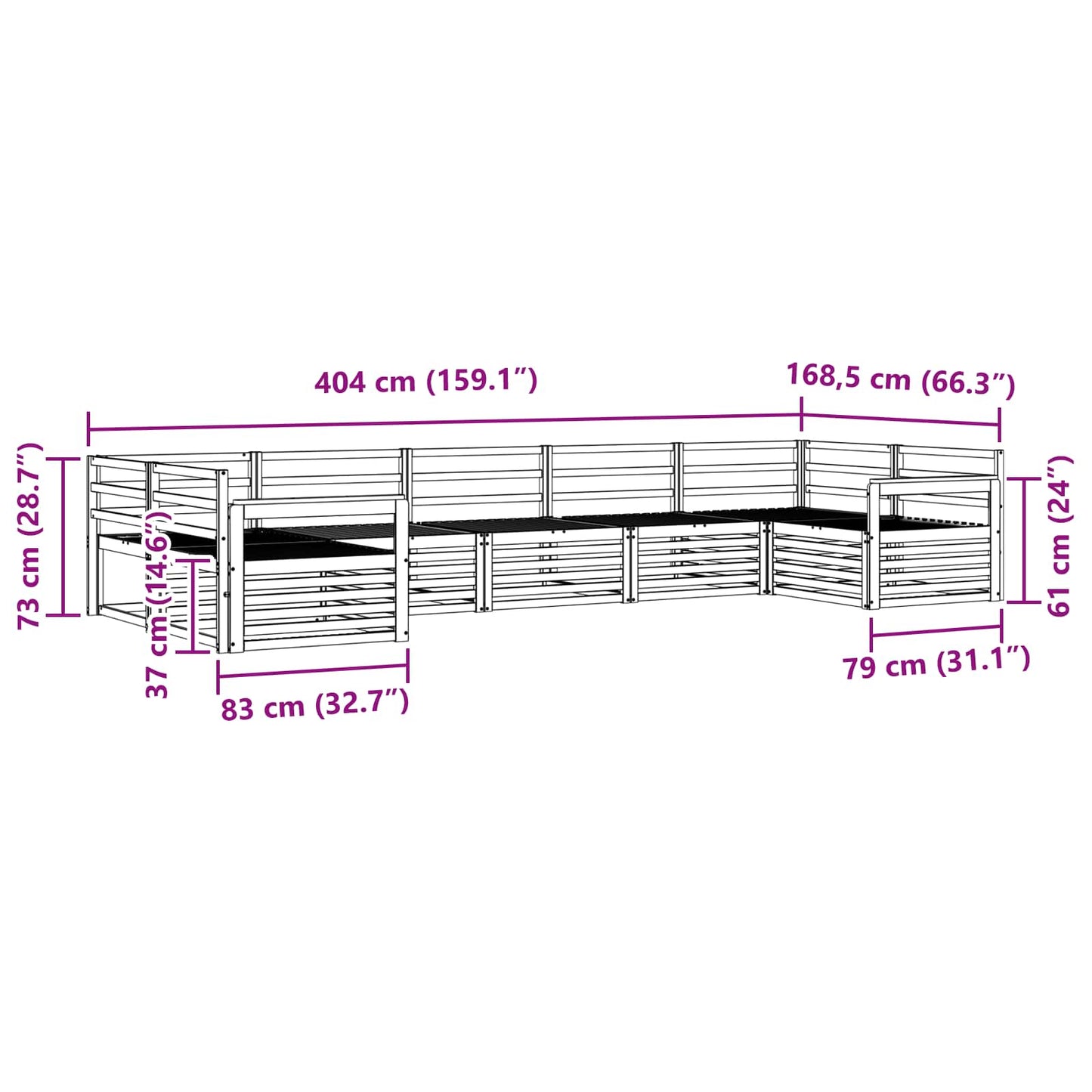 vidaXL Σειρά Καναπέ Εξωτερικού 7 pcs Φυσικό