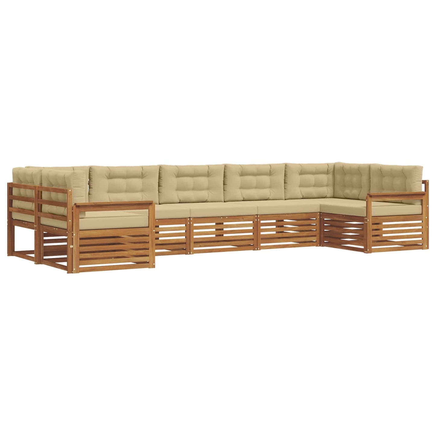 vidaXL Σειρά Καναπέ Εξωτερικού με μαξιλάρι 7 pcs Φυσικό και Μπεζ