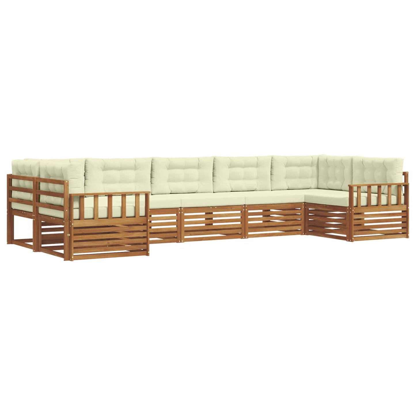 vidaXL Σειρά Καναπέ Εξωτερικού με μαξιλάρι 7 pcs Φυσικό και Κρέμα