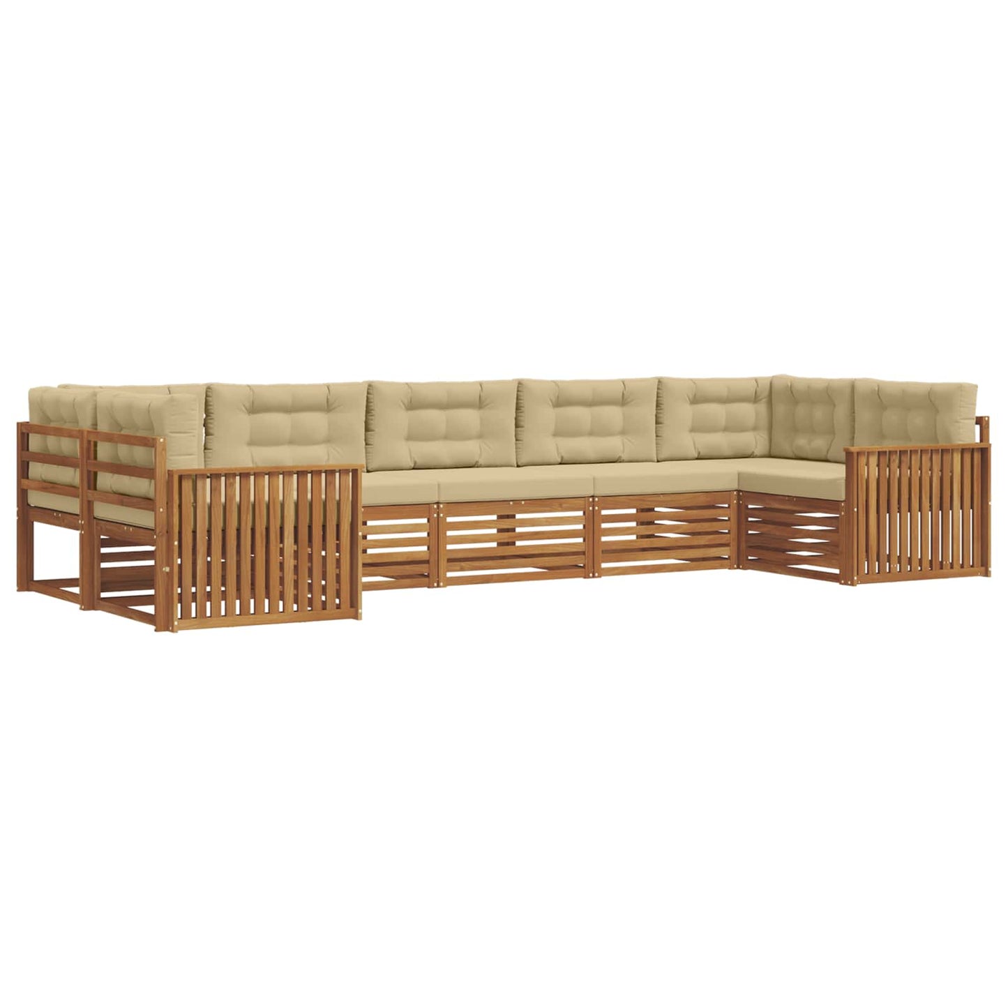 vidaXL Σειρά Καναπέ Εξωτερικού με μαξιλάρι 7 pcs Φυσικό και Μπεζ