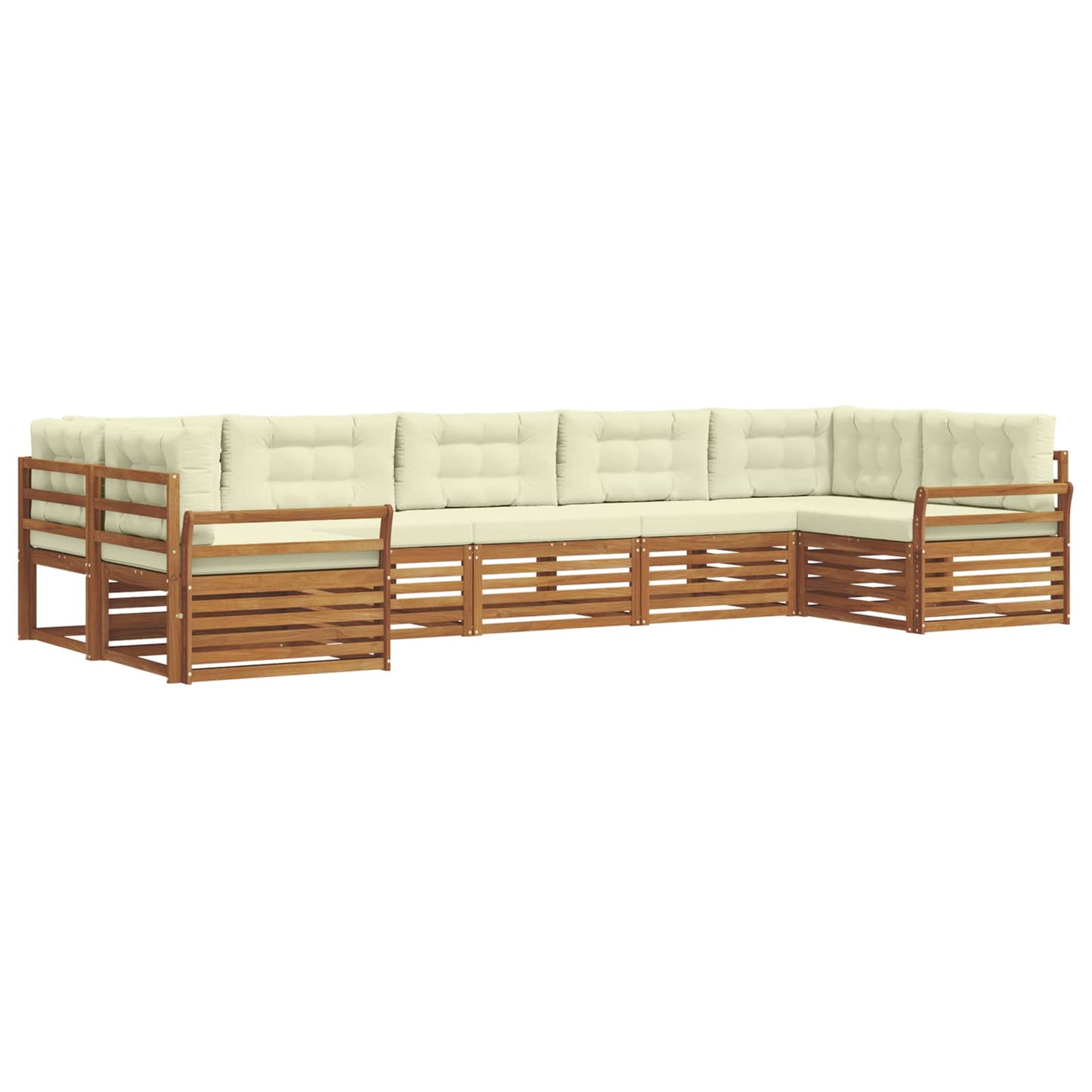 vidaXL Σειρά Καναπέ Εξωτερικού με μαξιλάρι 7 pcs Φυσικό και Κρέμα
