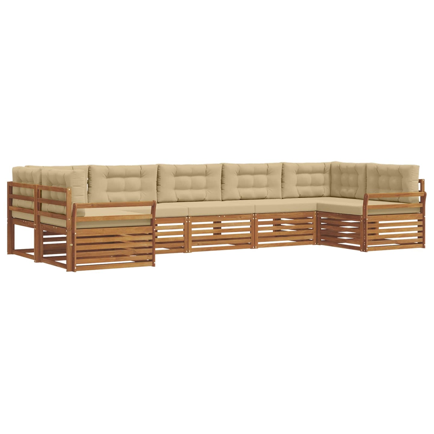 vidaXL Σειρά Καναπέ Εξωτερικού με μαξιλάρι 7 pcs Φυσικό και Μπεζ