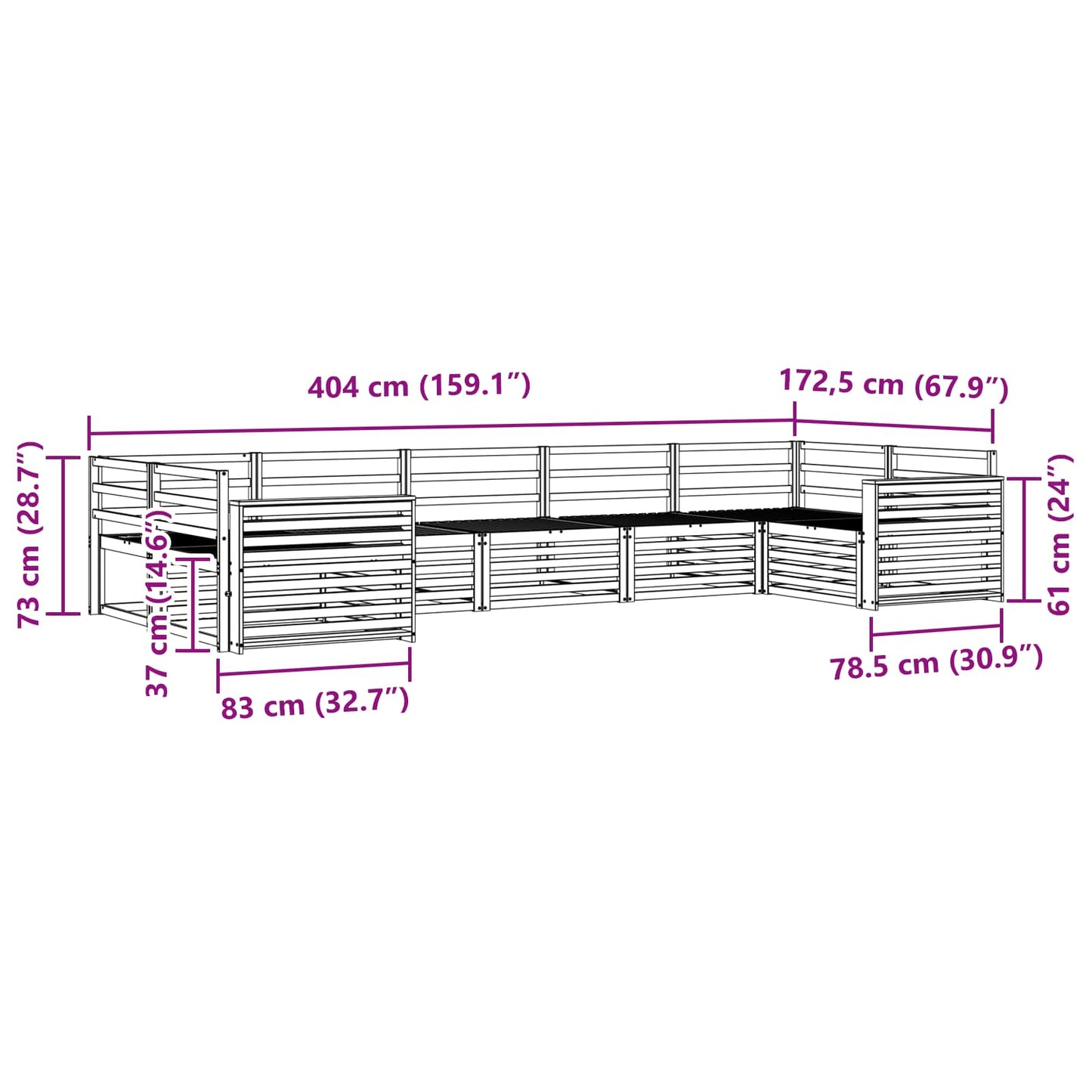 vidaXL Σειρά Καναπέ Εξωτερικού 7 pcs Φυσικό