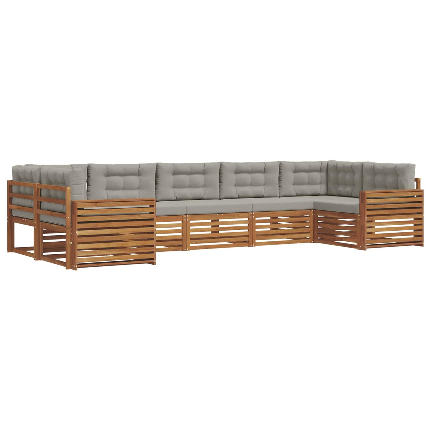 vidaXL Σειρά Καναπέ Εξωτερικού 7 pcs Φυσικό και Ανοιχτό Γκρι