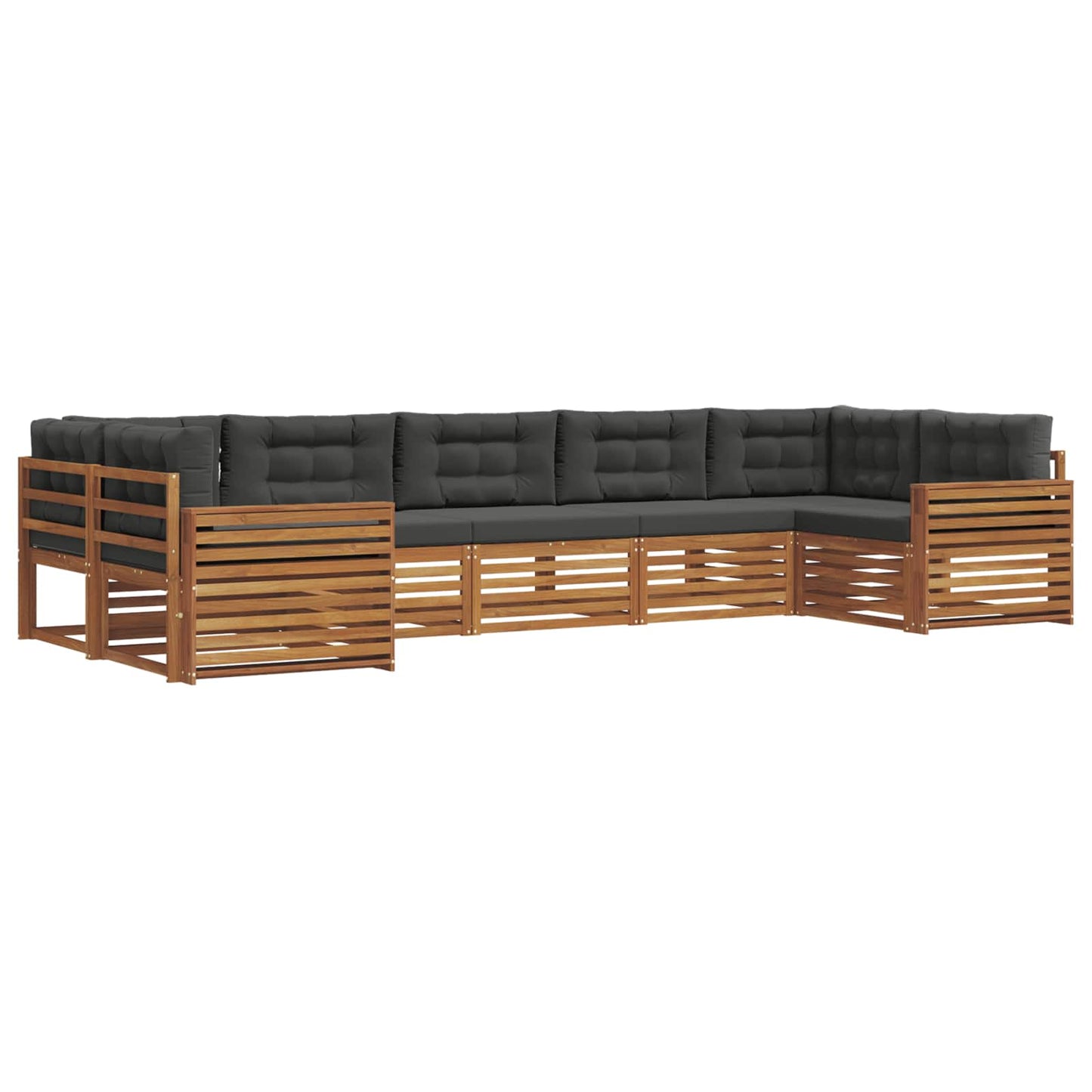 vidaXL Σειρά Καναπέ Εξωτερικού με μαξιλάρι 7 pcs Φυσικό και Ανθρακί