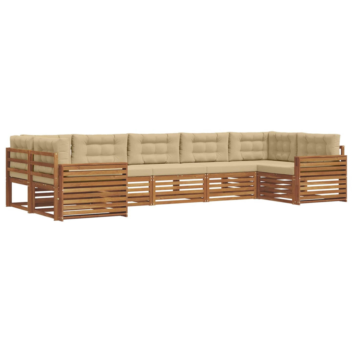 vidaXL Σειρά Καναπέ Εξωτερικού με μαξιλάρι 7 pcs Φυσικό και Μπεζ