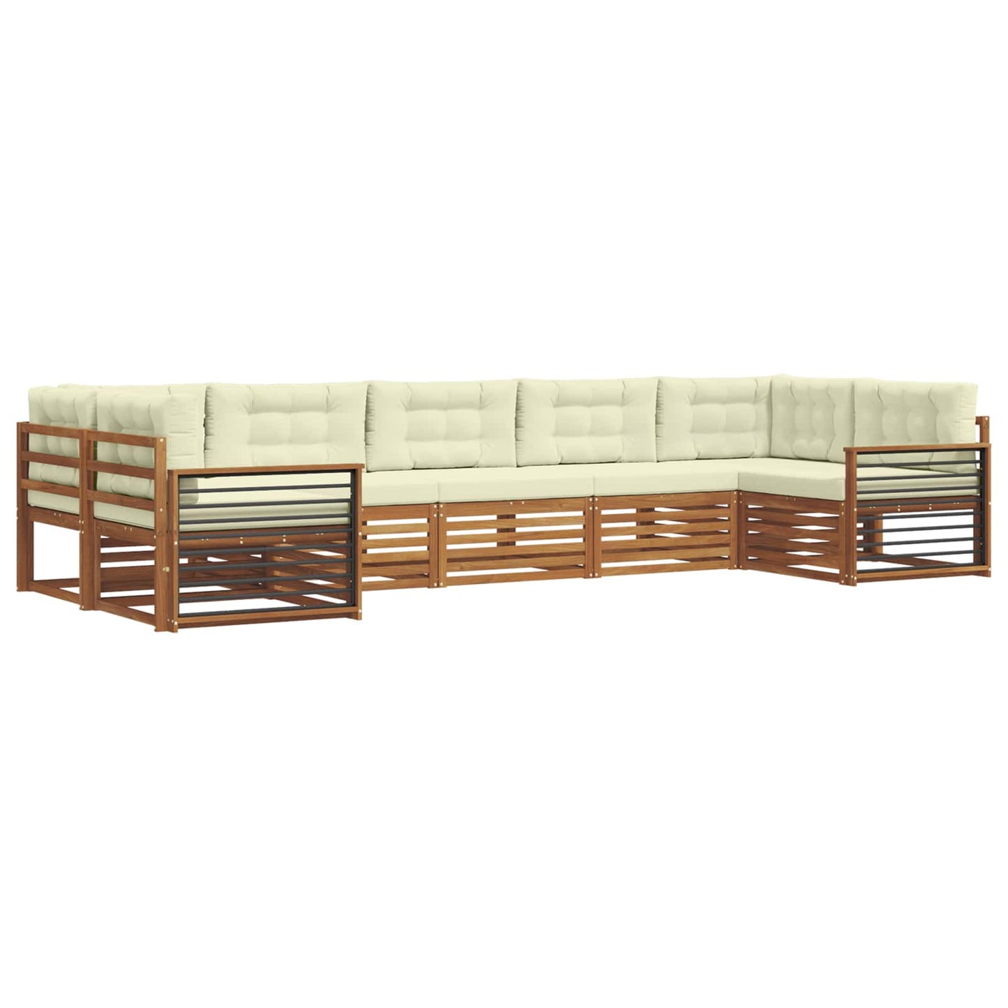 vidaXL Σειρά Καναπέ Εξωτερικού με μαξιλάρι 7 pcs Φυσικό και Κρέμα