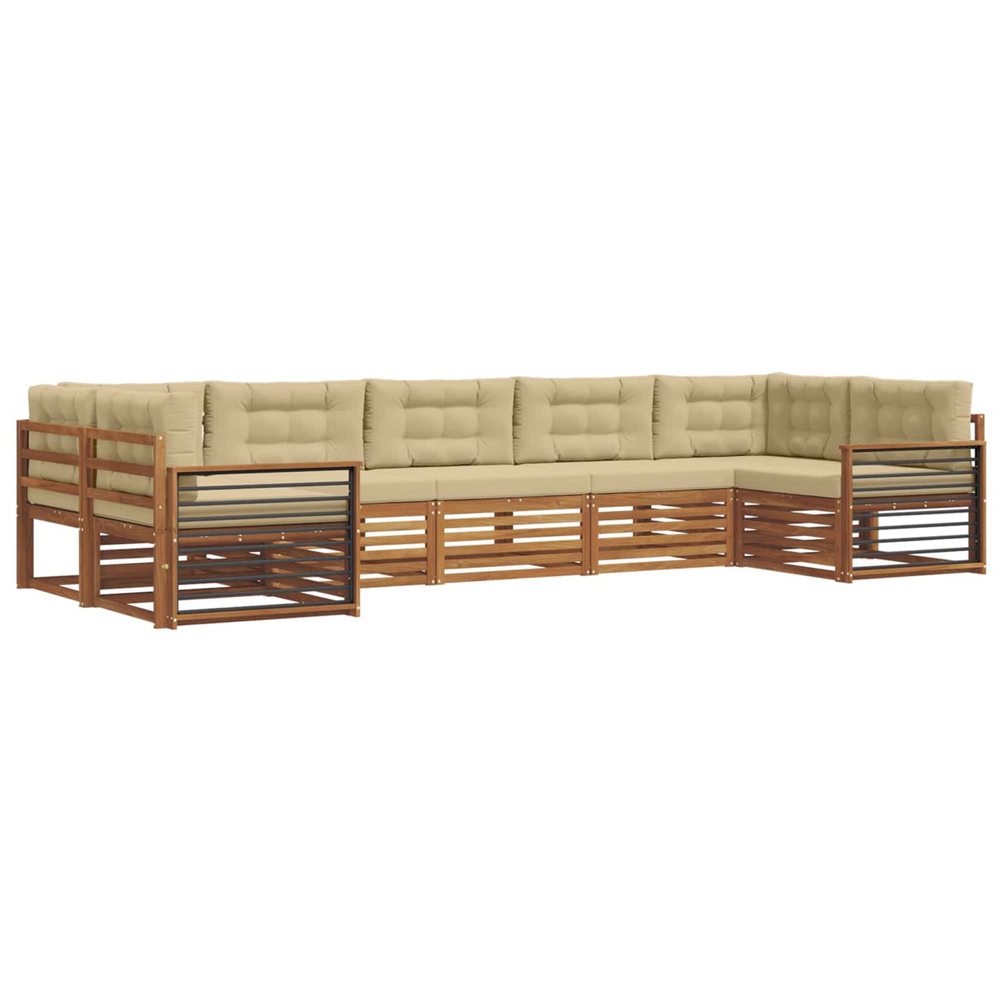 vidaXL Σειρά Καναπέ Εξωτερικού με μαξιλάρι 7 pcs Φυσικό και Μπεζ