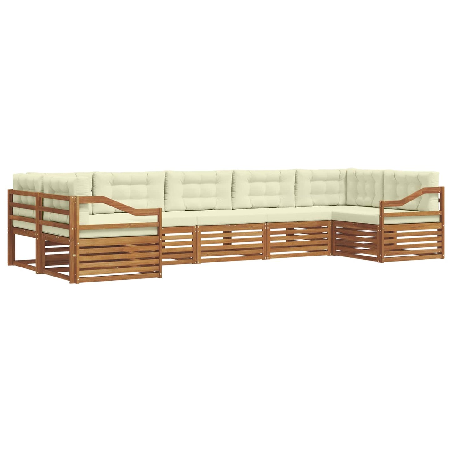 vidaXL Σειρά Καναπέ Εξωτερικού με μαξιλάρι 7 pcs Φυσικό και Κρέμα