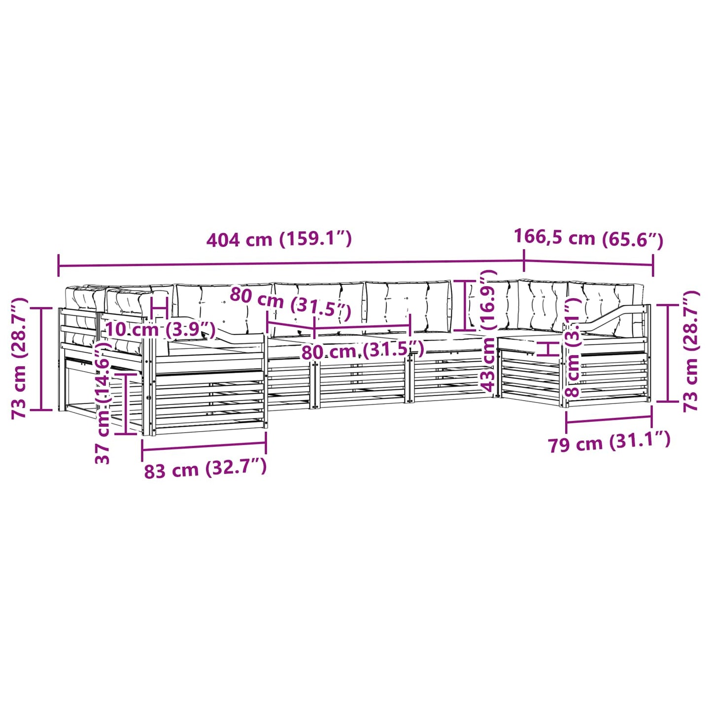 vidaXL Σειρά Καναπέ Εξωτερικού με μαξιλάρι 7 pcs Φυσικό και Κρέμα