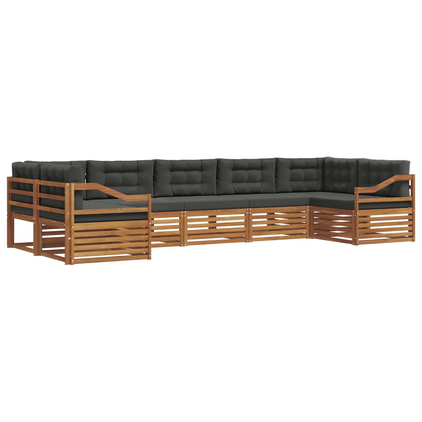vidaXL Σειρά Καναπέ Εξωτερικού με μαξιλάρι 7 pcs Φυσικό και Ανθρακί