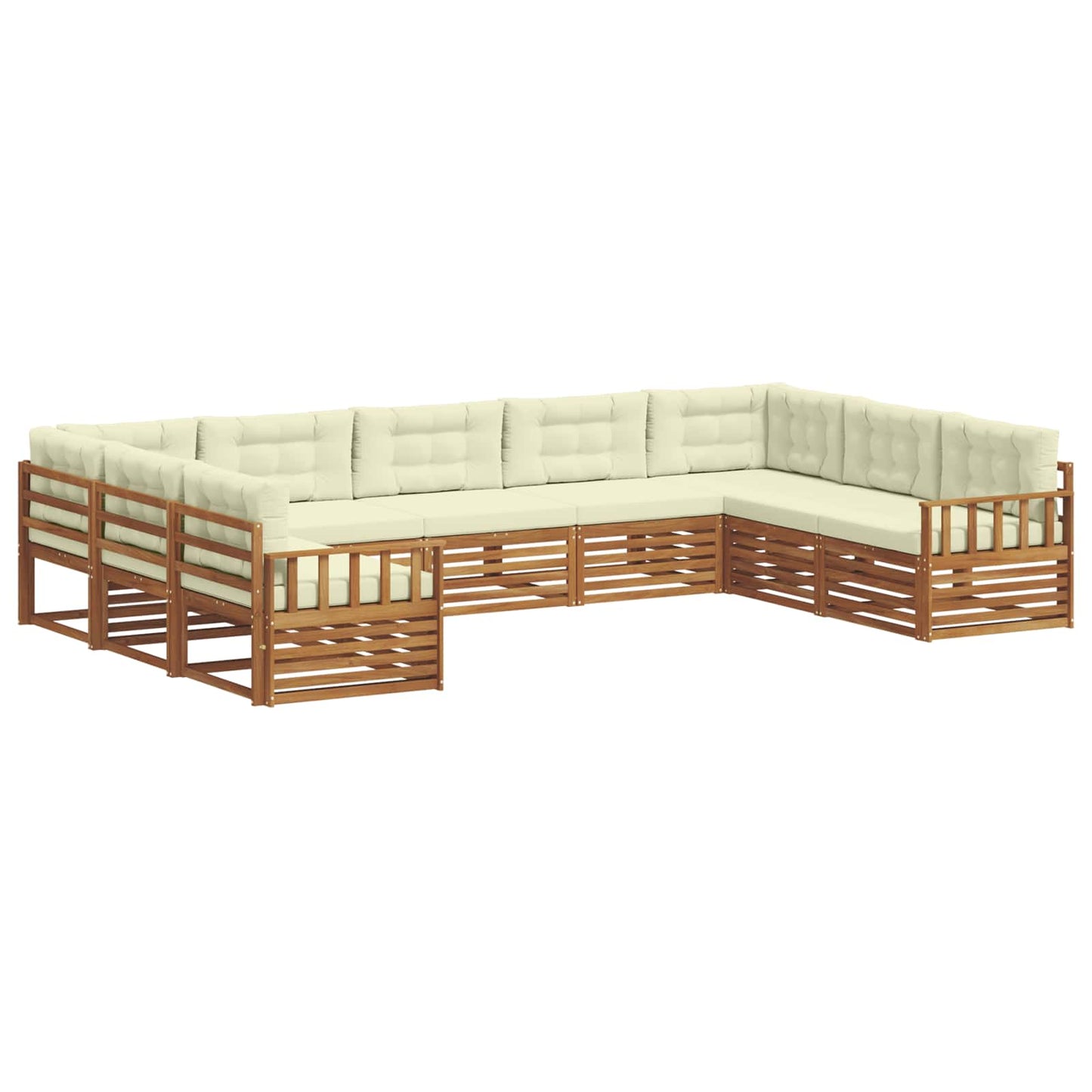 vidaXL Σειρά Καναπέ Εξωτερικού με μαξιλάρι 9 pcs Φυσικό και Κρέμα