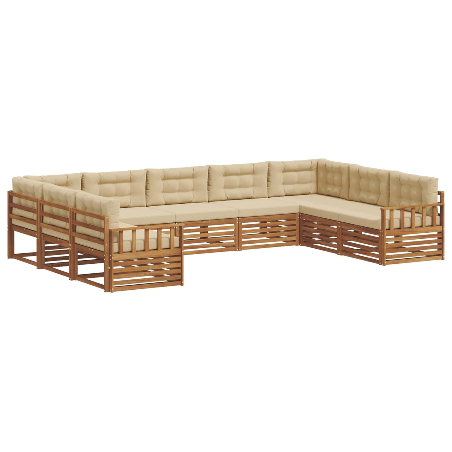 vidaXL Σειρά Καναπέ Εξωτερικού με μαξιλάρι 9 pcs Φυσικό και Μπεζ