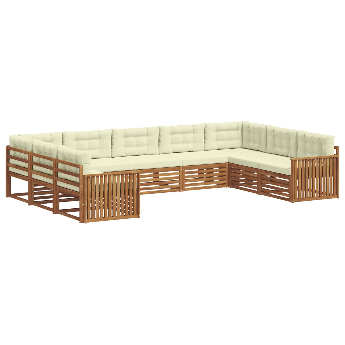 vidaXL Σειρά Καναπέ Εξωτερικού με μαξιλάρι 9 pcs Φυσικό και Κρέμα