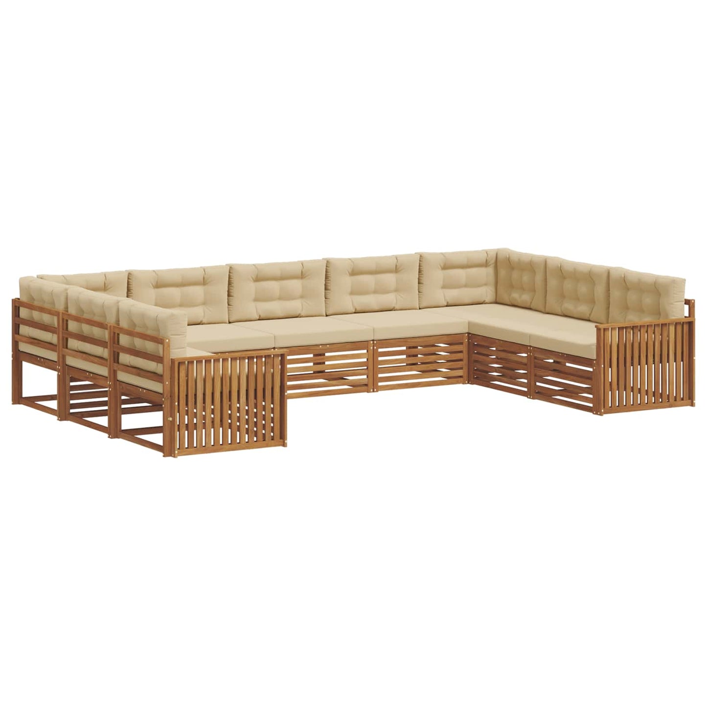vidaXL Σειρά Καναπέ Εξωτερικού με μαξιλάρι 9 pcs Φυσικό και Μπεζ