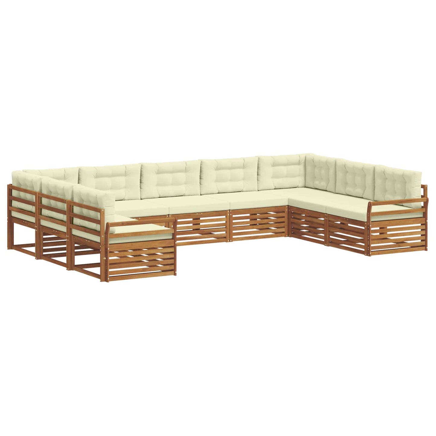 vidaXL Σειρά Καναπέ Εξωτερικού με μαξιλάρι 9 pcs Φυσικό και Κρέμα