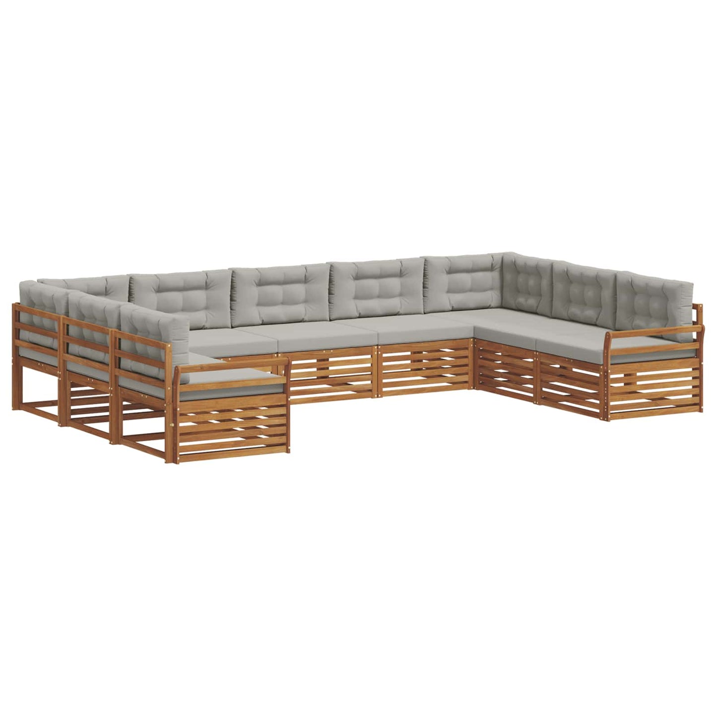 vidaXL Σειρά Καναπέ Εξωτερικού 9 pcs Φυσικό και Ανοιχτό Γκρι