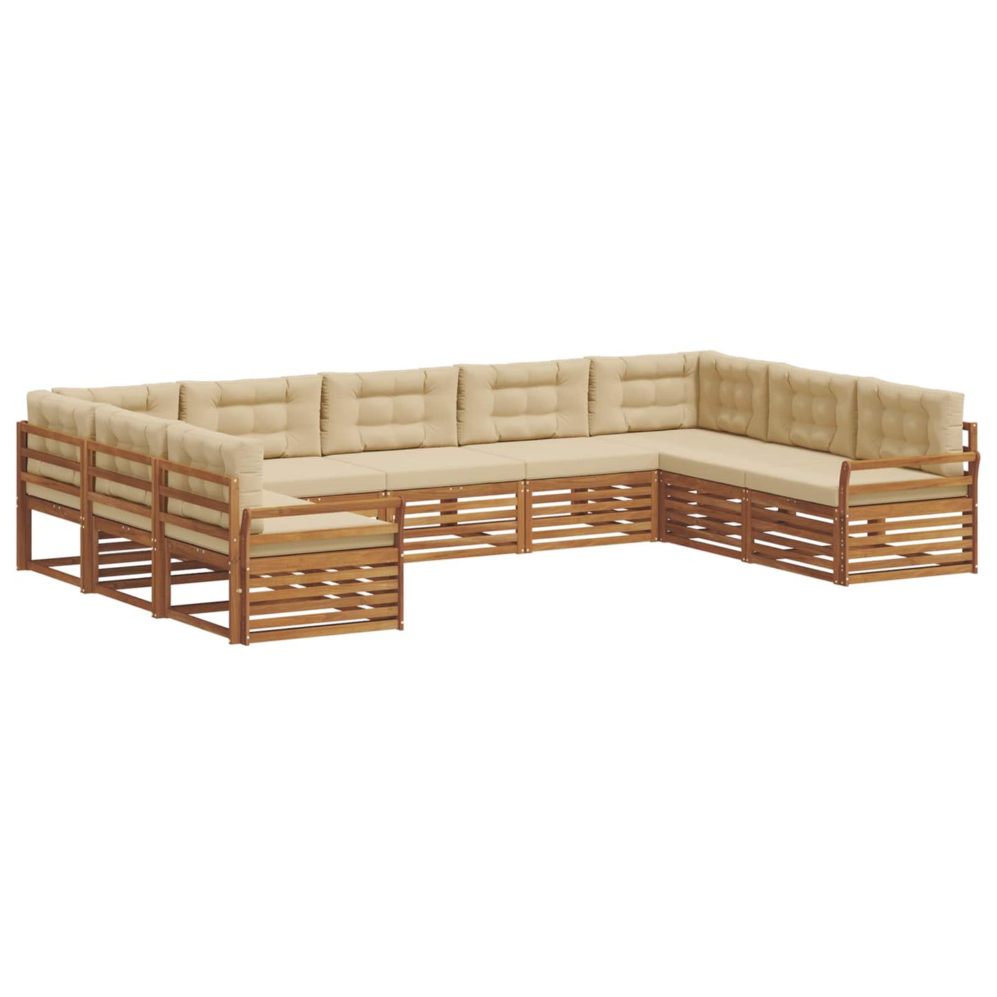 vidaXL Σειρά Καναπέ Εξωτερικού με μαξιλάρι 9 pcs Φυσικό και Μπεζ