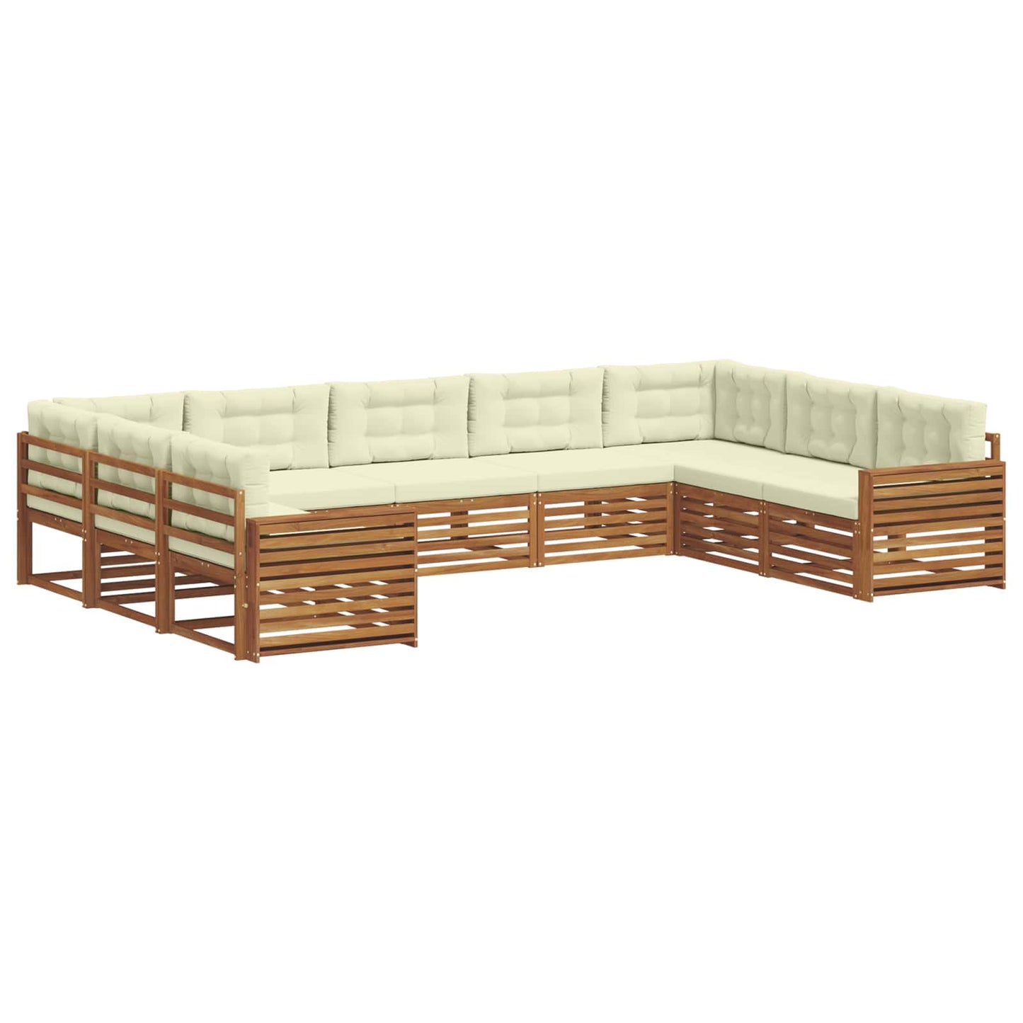vidaXL Σειρά Καναπέ Εξωτερικού με μαξιλάρι 9 pcs Φυσικό και Κρέμα
