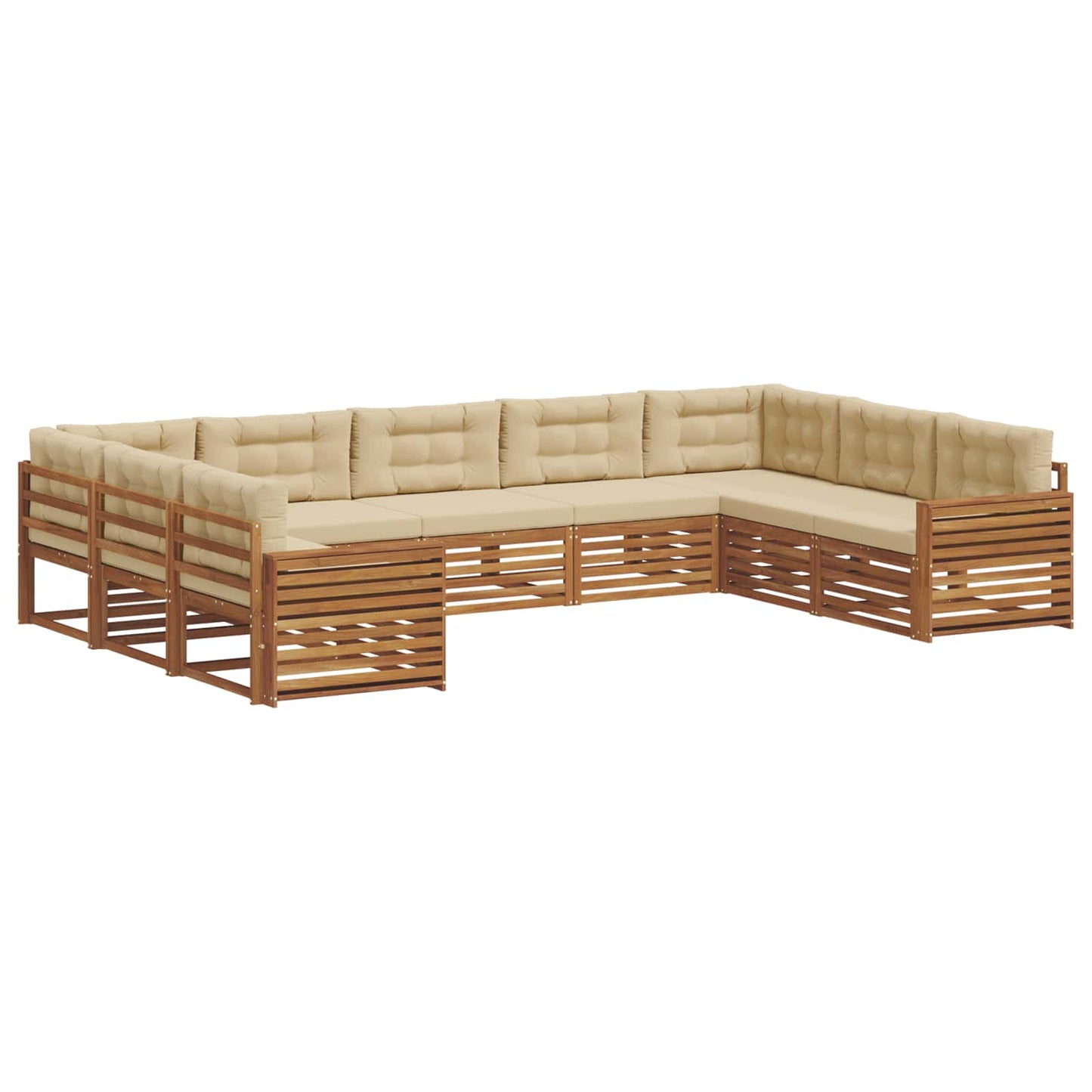 vidaXL Σειρά Καναπέ Εξωτερικού με μαξιλάρι 9 pcs Φυσικό και Μπεζ