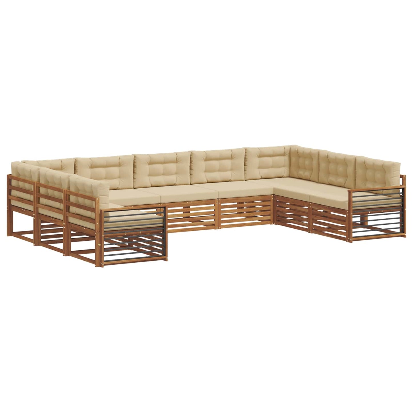 vidaXL Σειρά Καναπέ Εξωτερικού με μαξιλάρι 9 pcs Φυσικό και Μπεζ