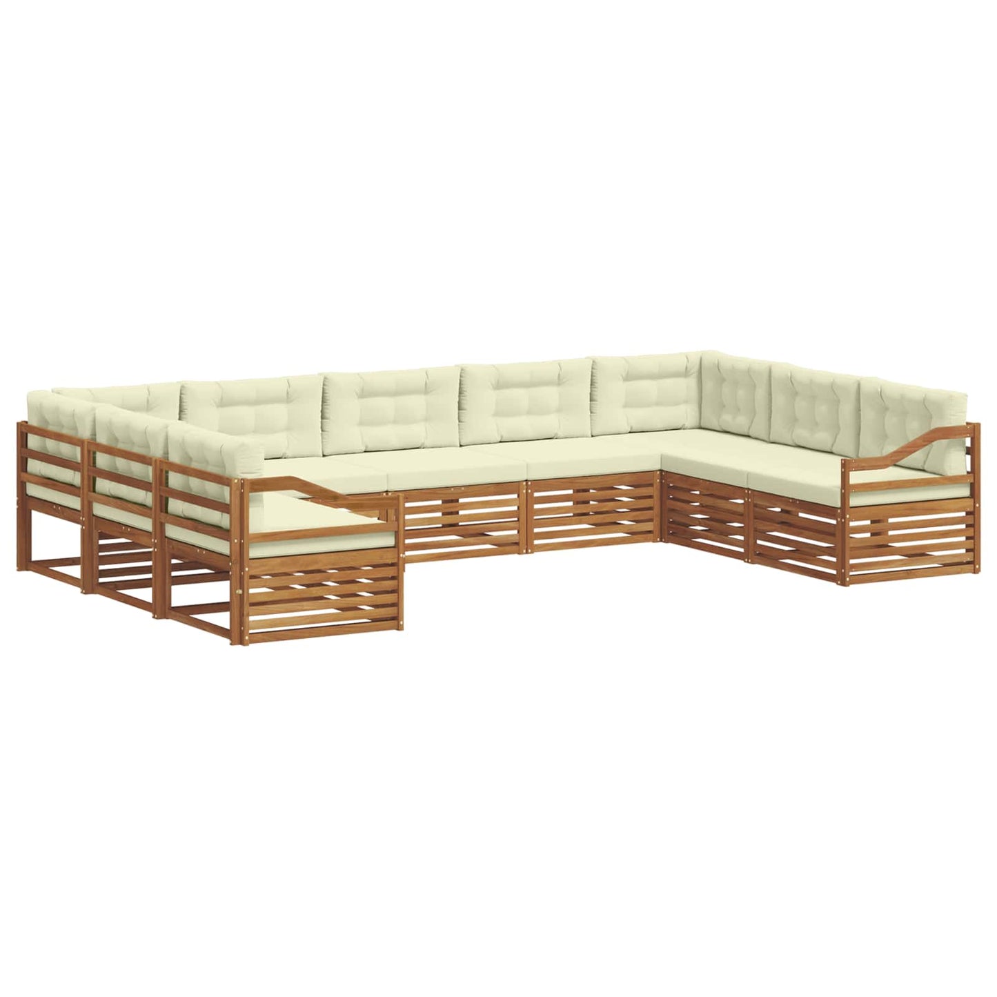 vidaXL Σειρά Καναπέ Εξωτερικού με μαξιλάρι 9 pcs Φυσικό και Κρέμα