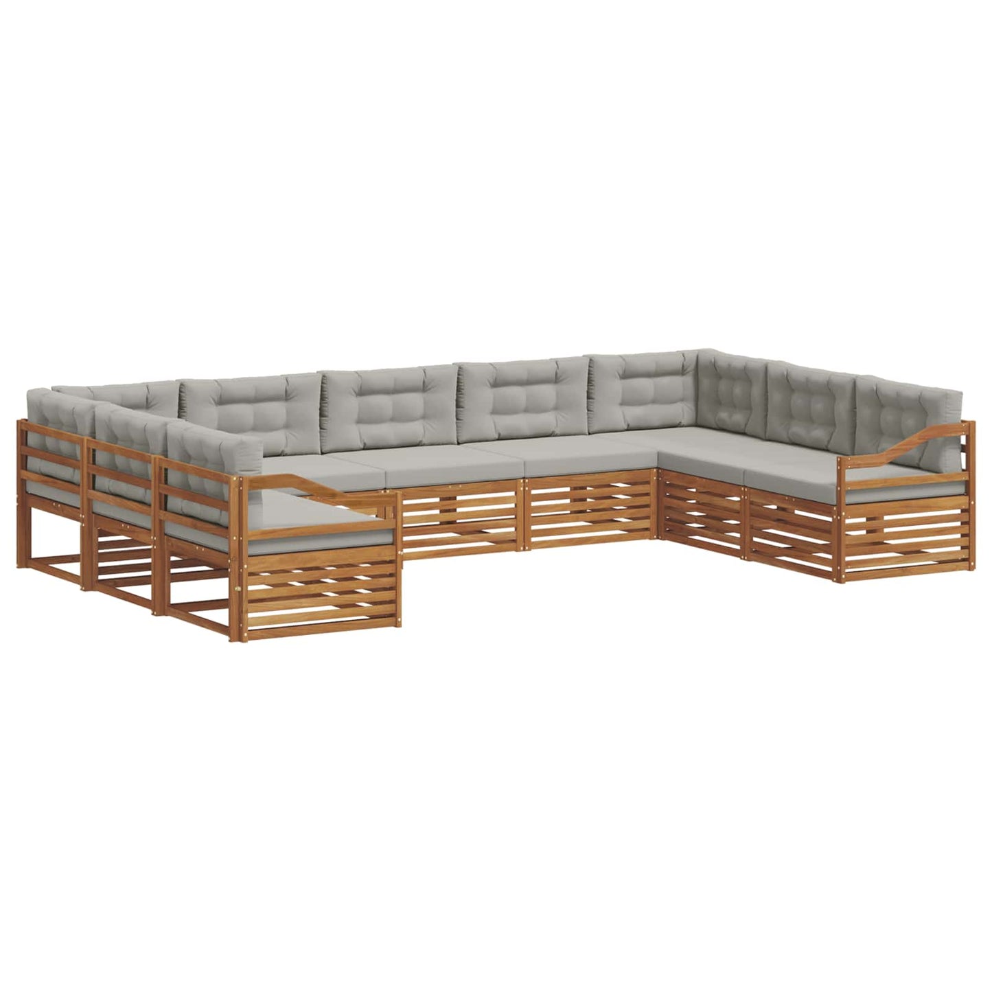 vidaXL Σειρά Καναπέ Εξωτερικού 9 pcs Φυσικό και Ανοιχτό Γκρι