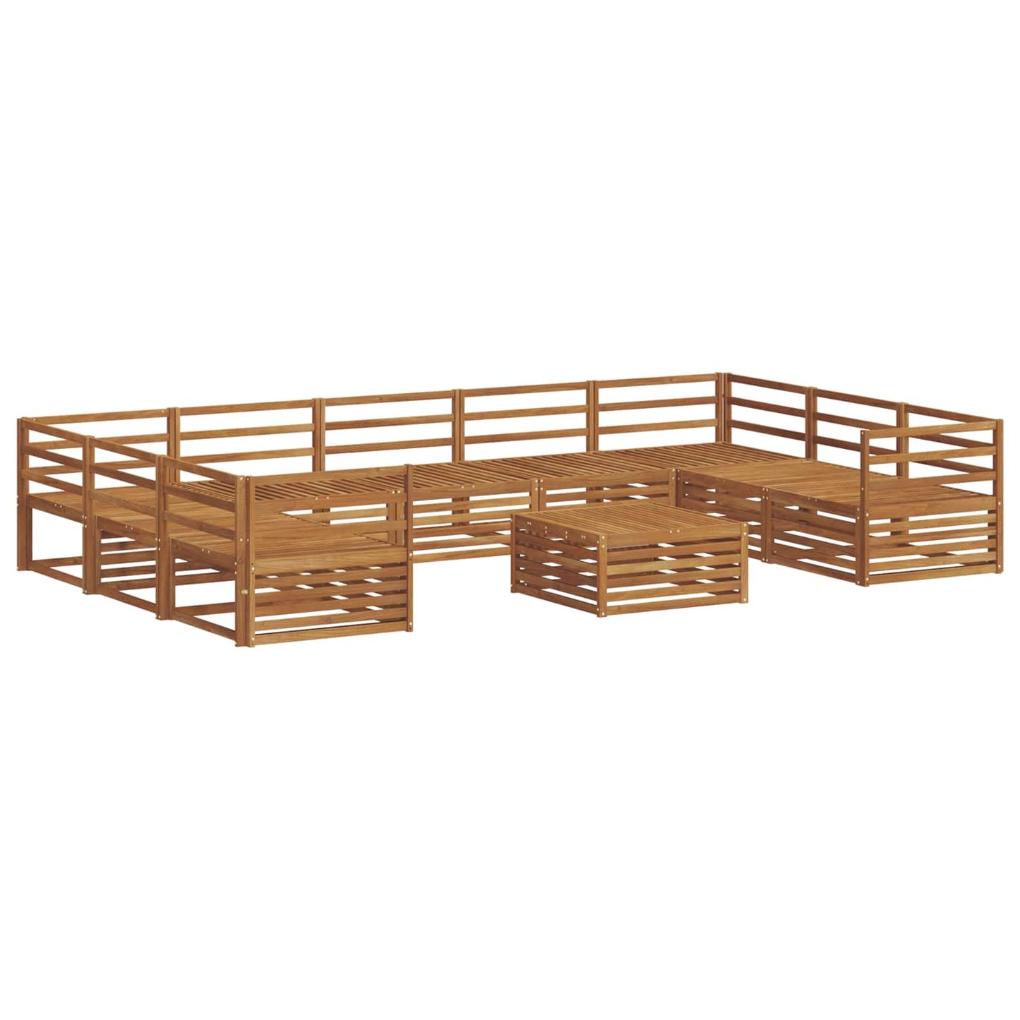 vidaXL Σειρά Καναπέ Εξωτερικού 10 pcs Φυσικό Στερεό Ξύλο Ακακίας