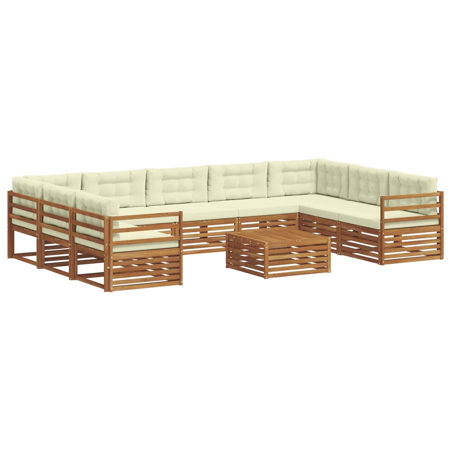 vidaXL Σειρά Καναπέ Εξωτερικού με μαξιλάρι 10 pcs Φυσικό και Κρέμα