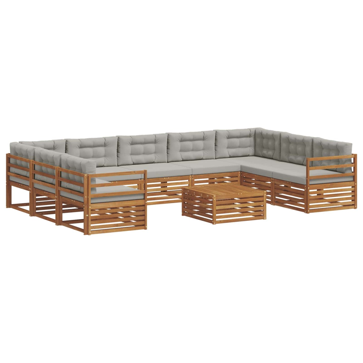 vidaXL Σειρά Καναπέ Εξωτερικού 10 pcs Φυσικό και Ανοιχτό Γκρι