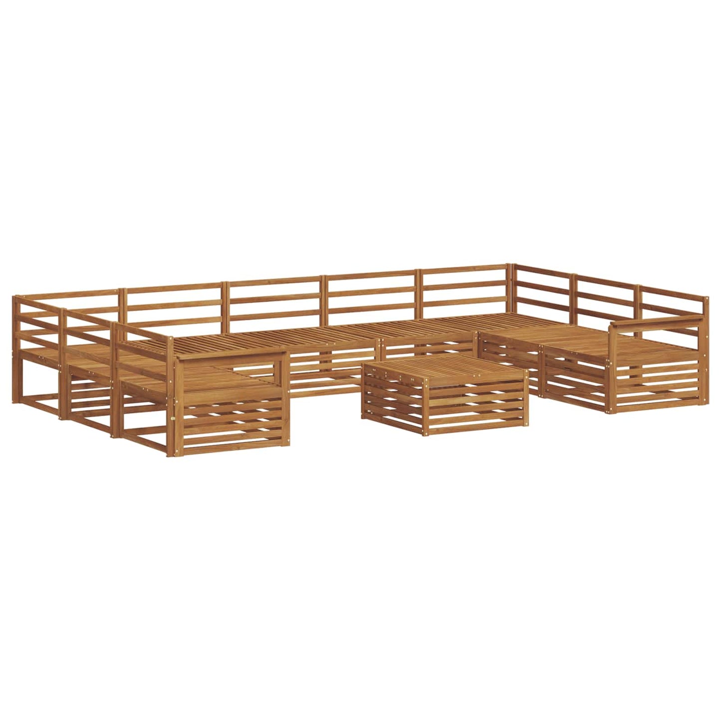 vidaXL Σειρά Καναπέ Εξωτερικού 10 pcs Φυσικό Στερεό Ξύλο Ακακίας