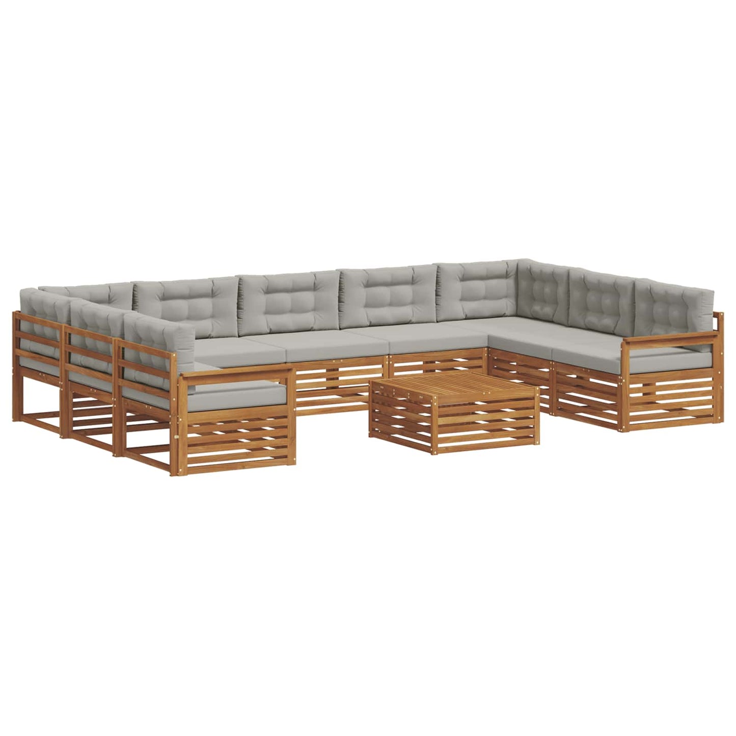 vidaXL Σειρά Καναπέ Εξωτερικού 10 pcs Φυσικό και Ανοιχτό Γκρι
