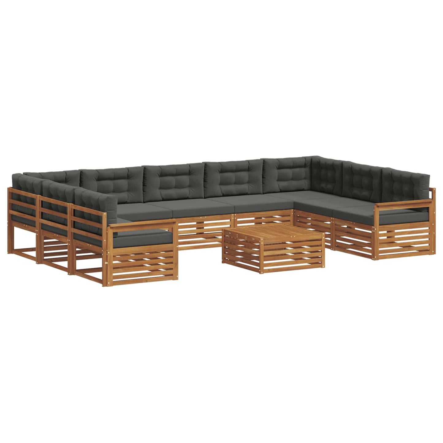 vidaXL Σειρά Καναπέ Εξωτερικού με μαξιλάρι 10 pcs Φυσικό και Ανθρακί
