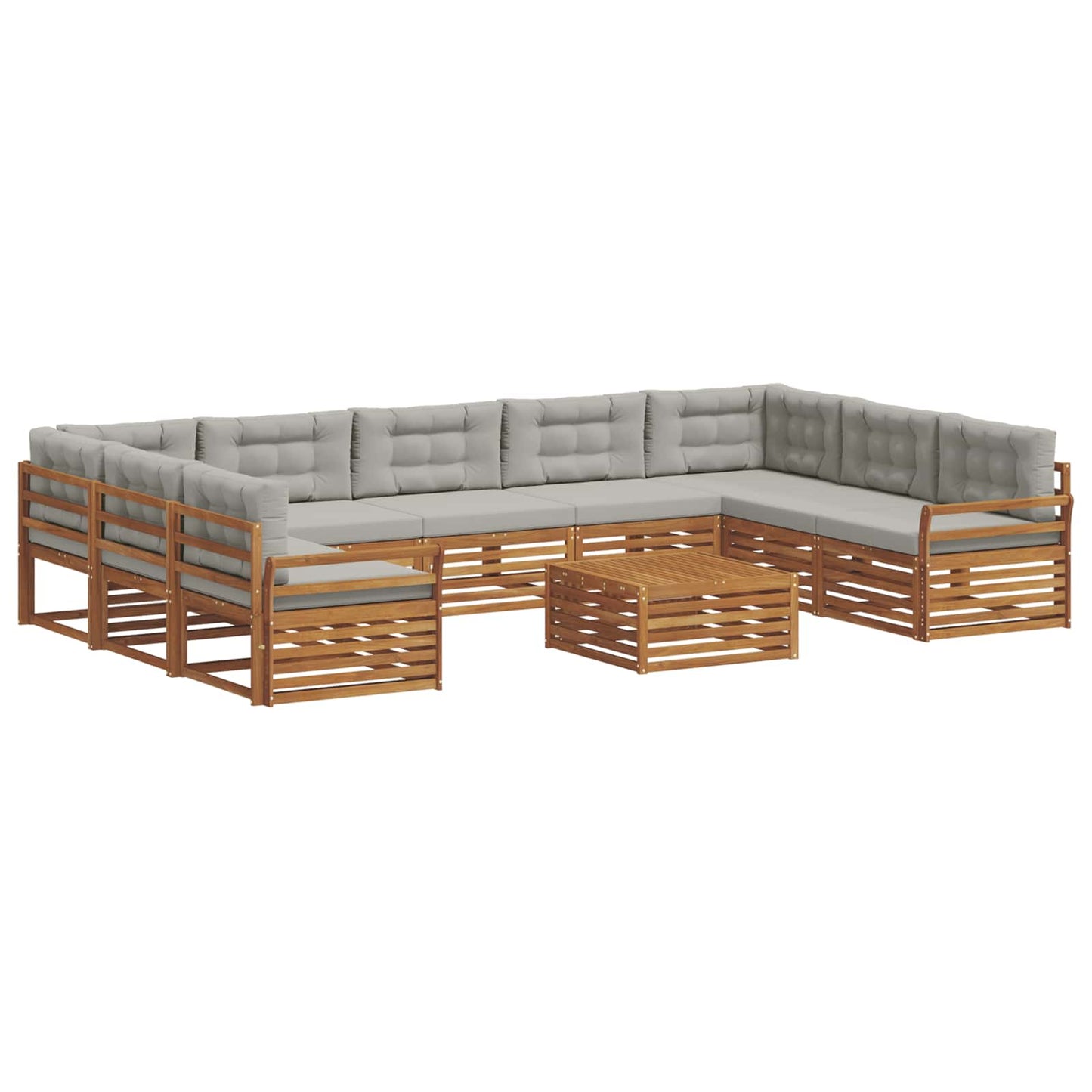 vidaXL Σειρά Καναπέ Εξωτερικού 10 pcs Φυσικό και Ανοιχτό Γκρι