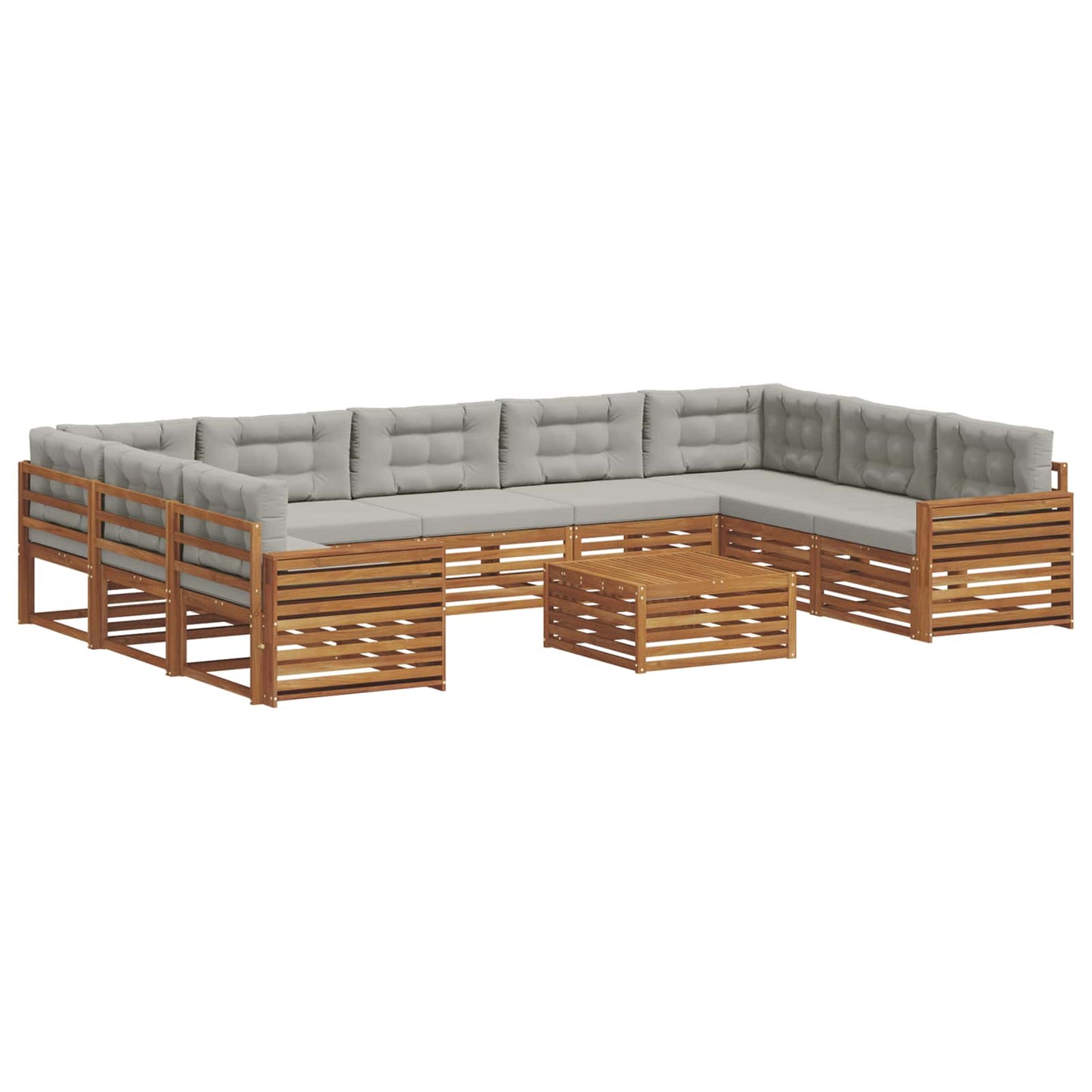vidaXL Σειρά Καναπέ Εξωτερικού 10 pcs Φυσικό και Ανοιχτό Γκρι