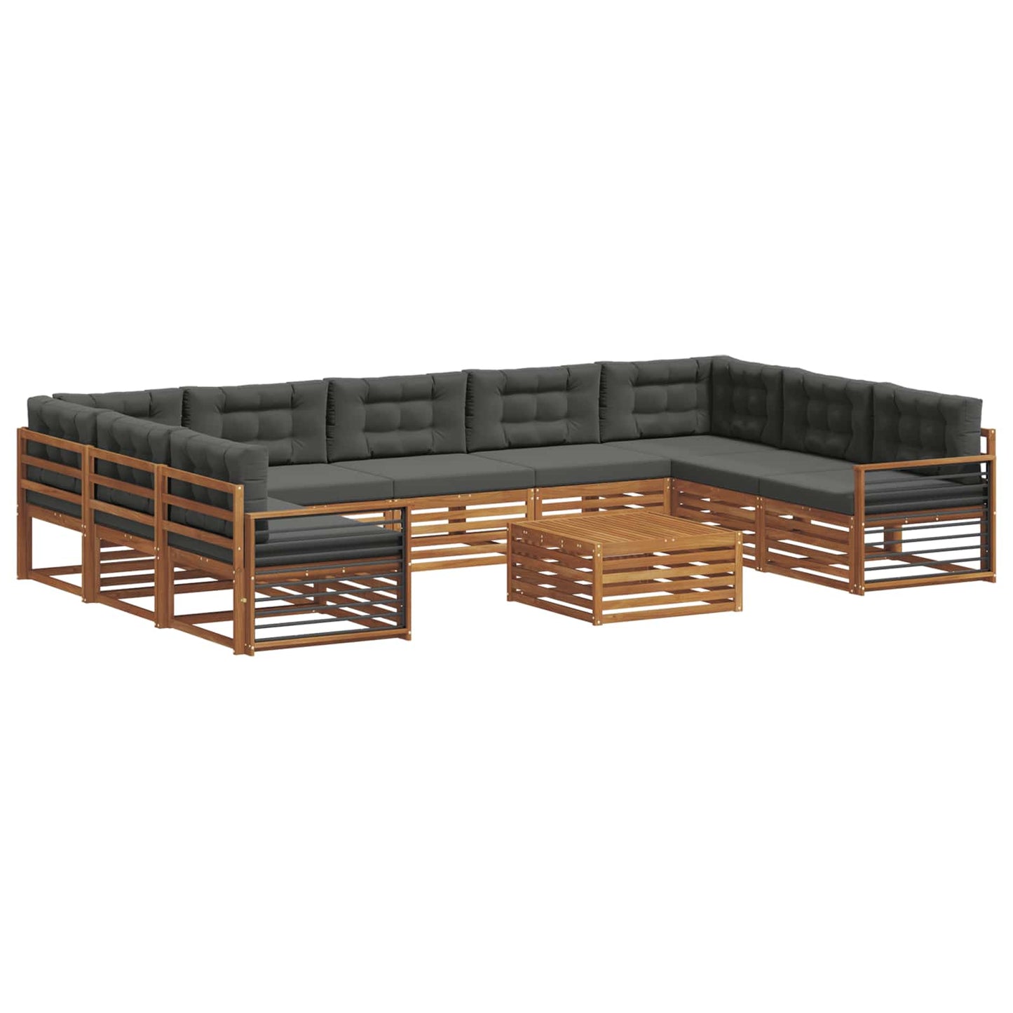 vidaXL Σειρά Καναπέ Εξωτερικού με μαξιλάρι 10 pcs Φυσικό και Ανθρακί