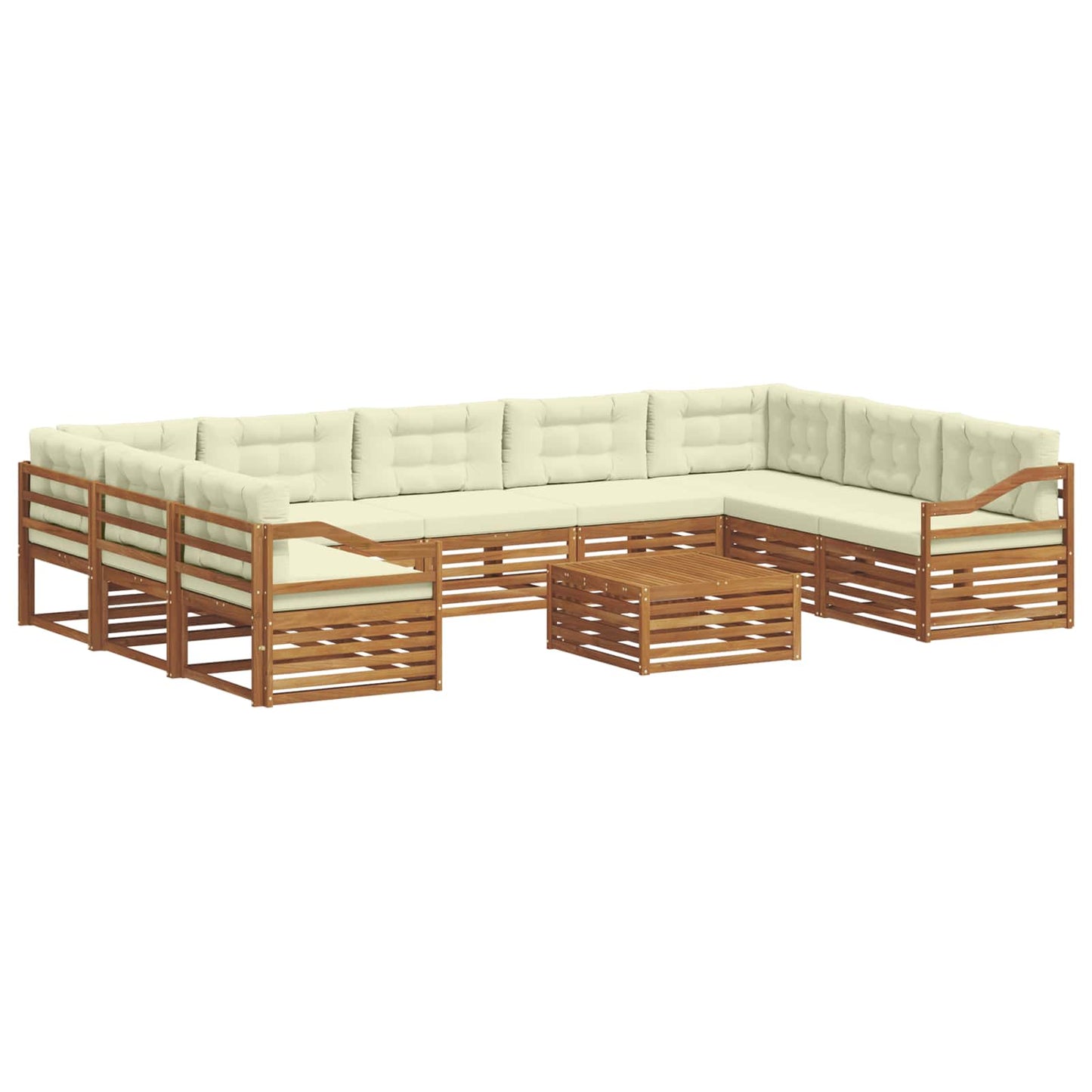 vidaXL Σειρά Καναπέ Εξωτερικού με μαξιλάρι 10 pcs Φυσικό και Κρέμα