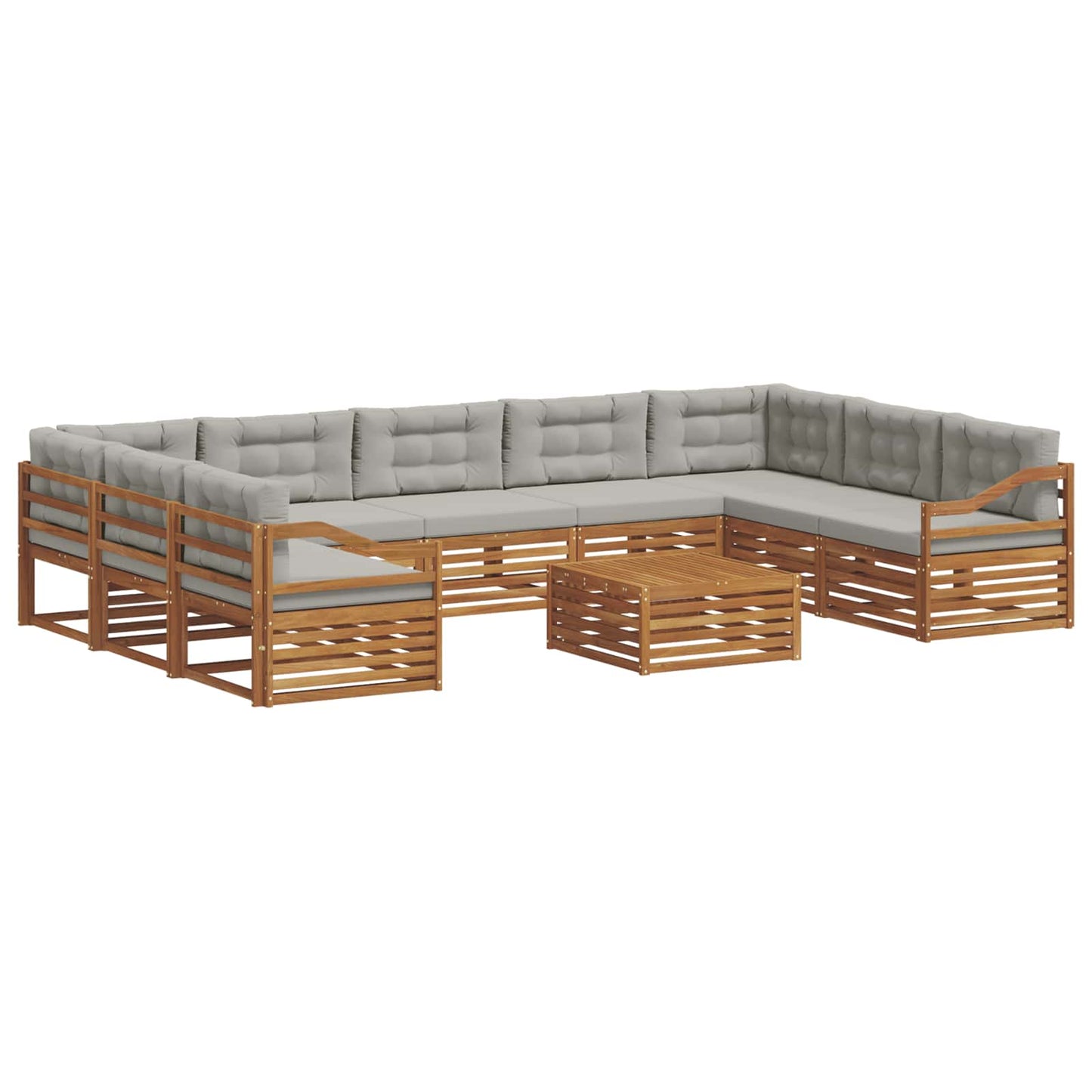 vidaXL Σειρά Καναπέ Εξωτερικού 10 pcs Φυσικό και Ανοιχτό Γκρι