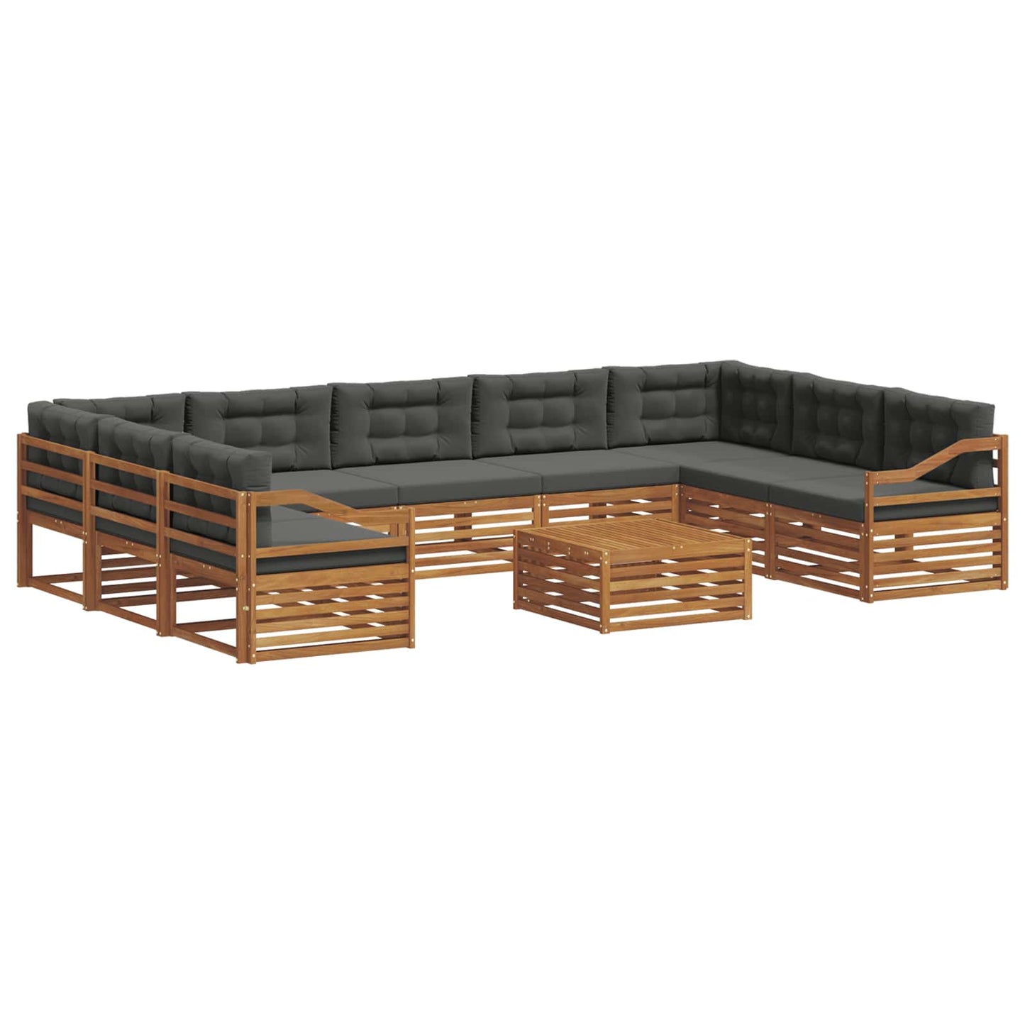vidaXL Σειρά Καναπέ Εξωτερικού με μαξιλάρι 10 pcs Φυσικό και Ανθρακί