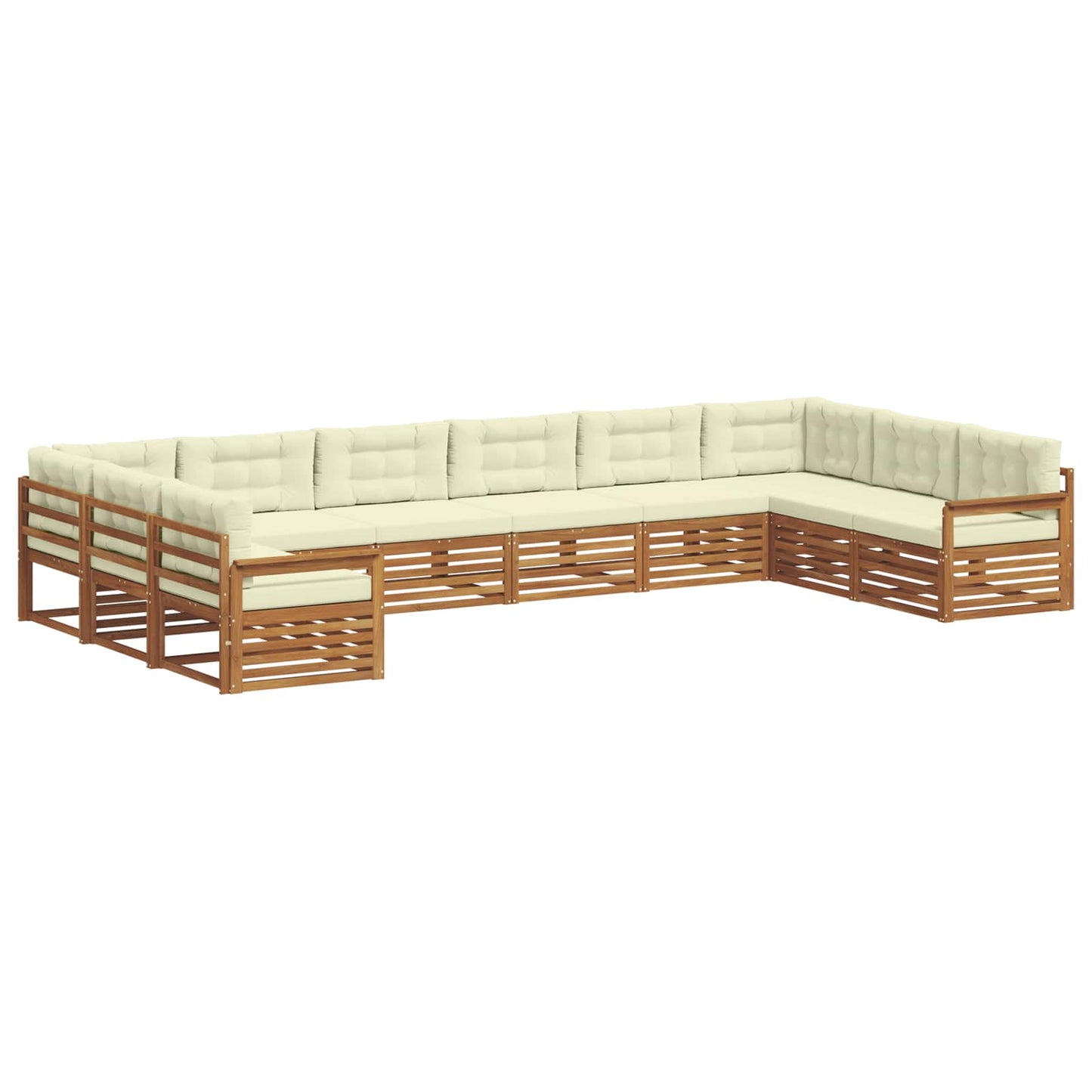 vidaXL Σετ Καναπέ 8 pcs Φυσικό και Κρέμα Στερεό Ξύλο Ακακίας
