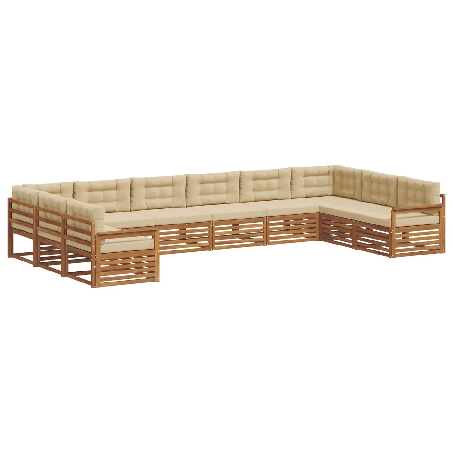 vidaXL Σετ Καναπέ 4 pcs Φυσικό και Μπεζ Στερεό Ξύλο Ακακίας