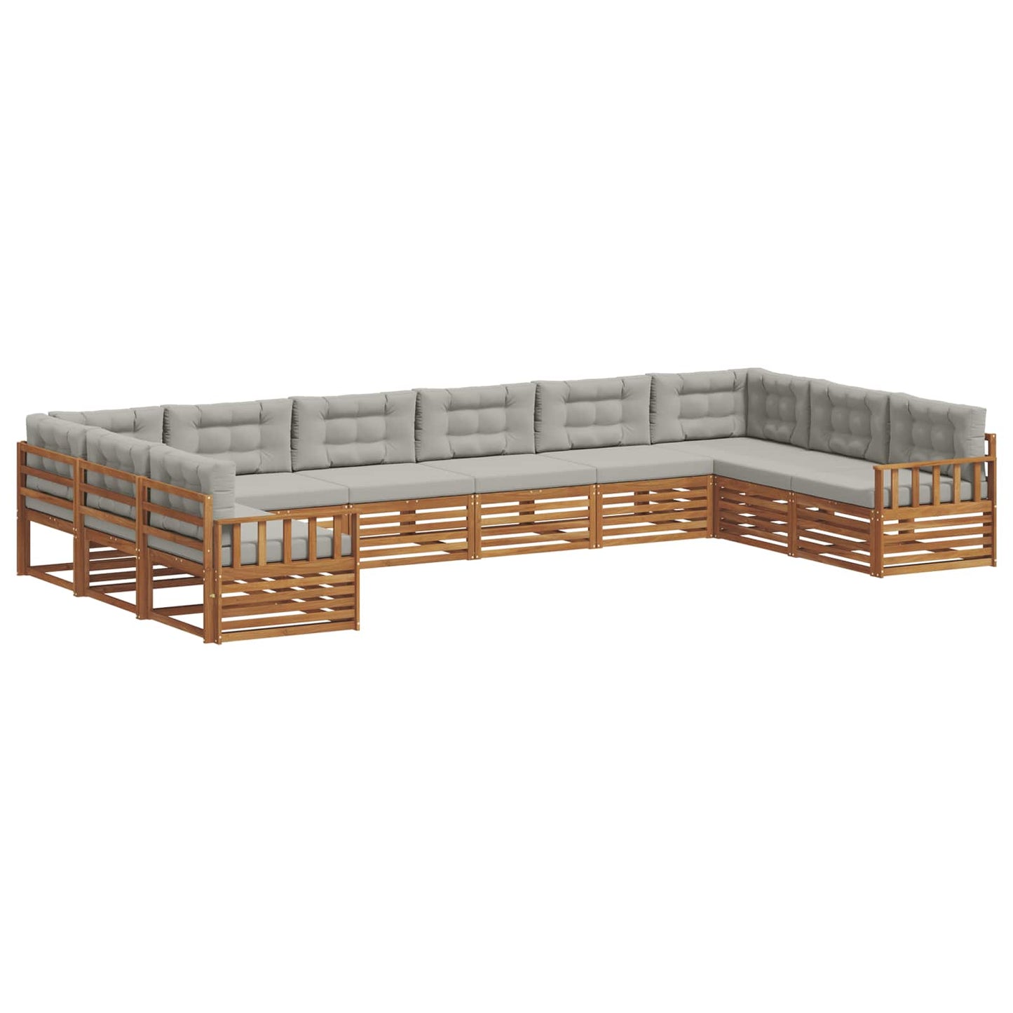 vidaXL Σετ Καναπέ 4 pcs Φυσικό και Ανοιχτό Γκρι Στερεό Ξύλο Ακακίας
