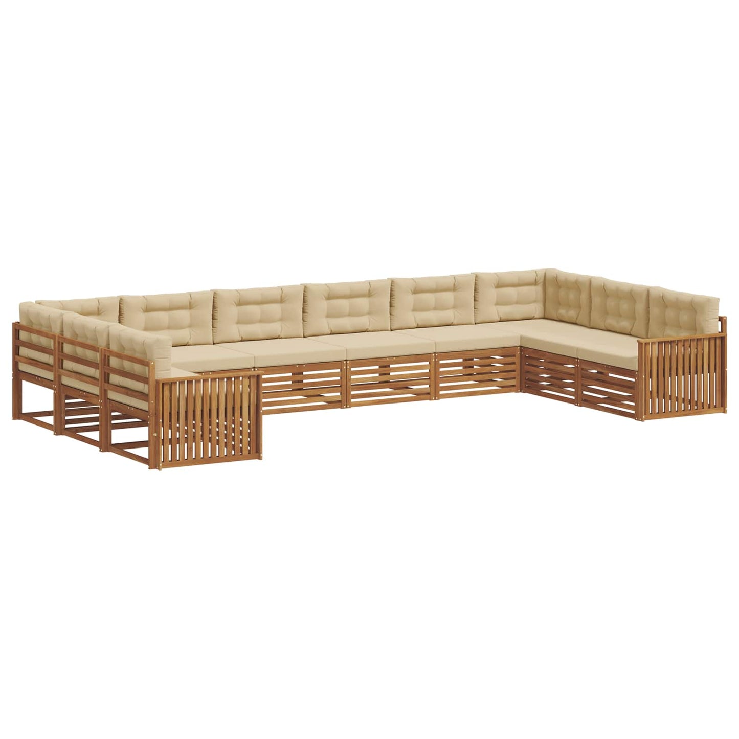 vidaXL Σετ Καναπέ 8 pcs Φυσικό και Μπεζ Στερεό Ξύλο Ακακίας
