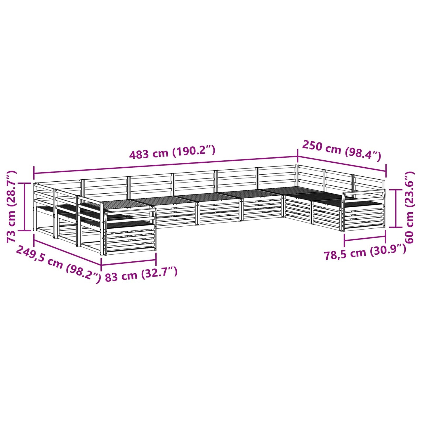 vidaXL Σετ Καναπέ 10 pcs Φυσικό Στερεό Ξύλο Ακακίας